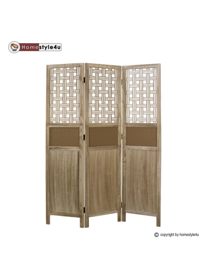 Homestyle4u 3-tlg. Paravent in Braun 120x170 günstig kaufen onesize