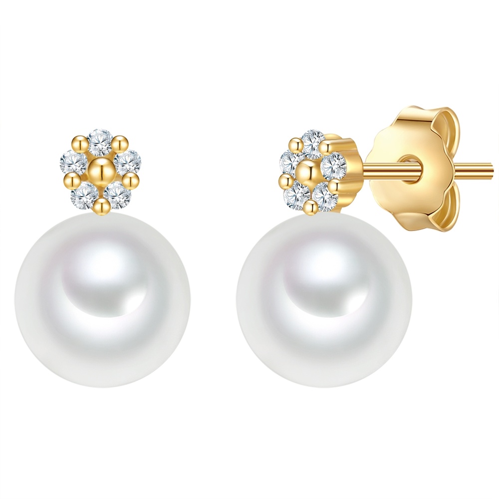 Valero Pearls Boucles doreilles Argent sterling Oxyde de zirconium (CZ) Perle de culture d'eau  Boucles d'oreilles
