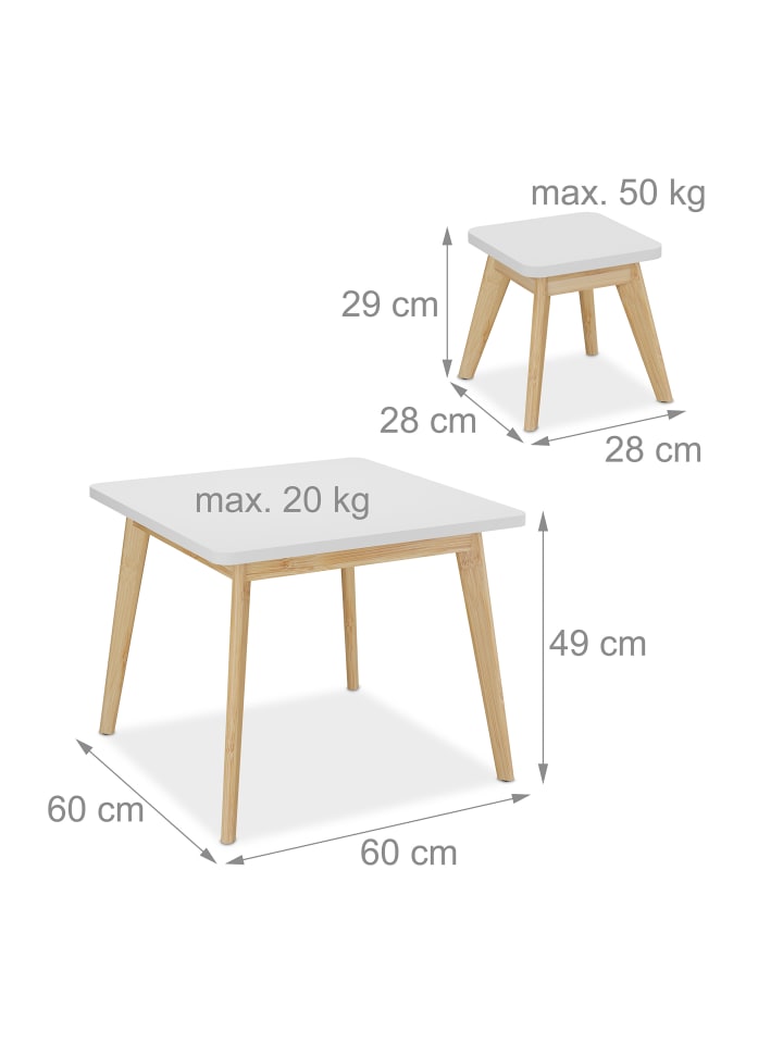 relaxdays 5-tlg. Kindersitzgruppe in Weiß/ Natur günstig kaufen onesize