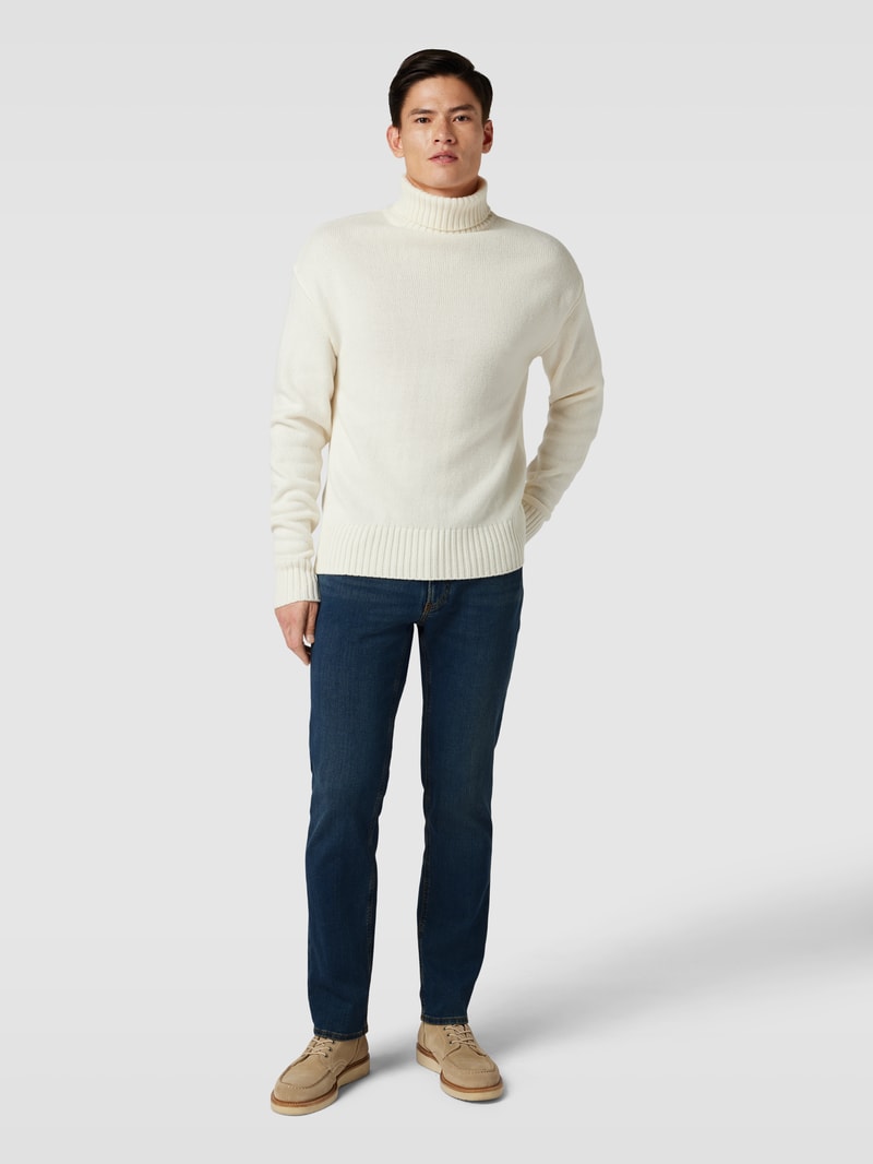 Straight Fit Jeans mit Knopf- und Reißverschluss Modell 'Chuck' in dunkelblau