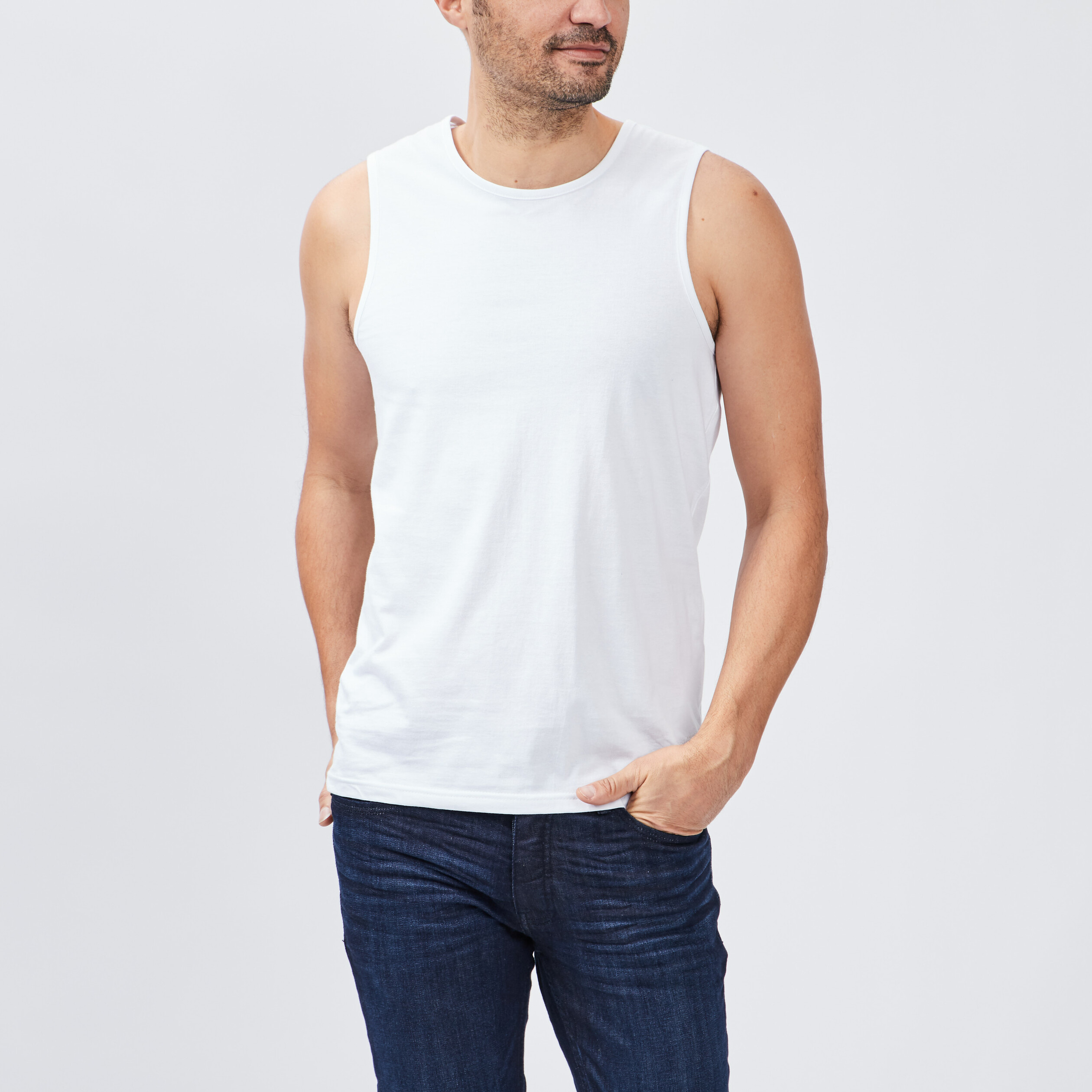 Débardeur bretelles larges blanc homme | La Halle