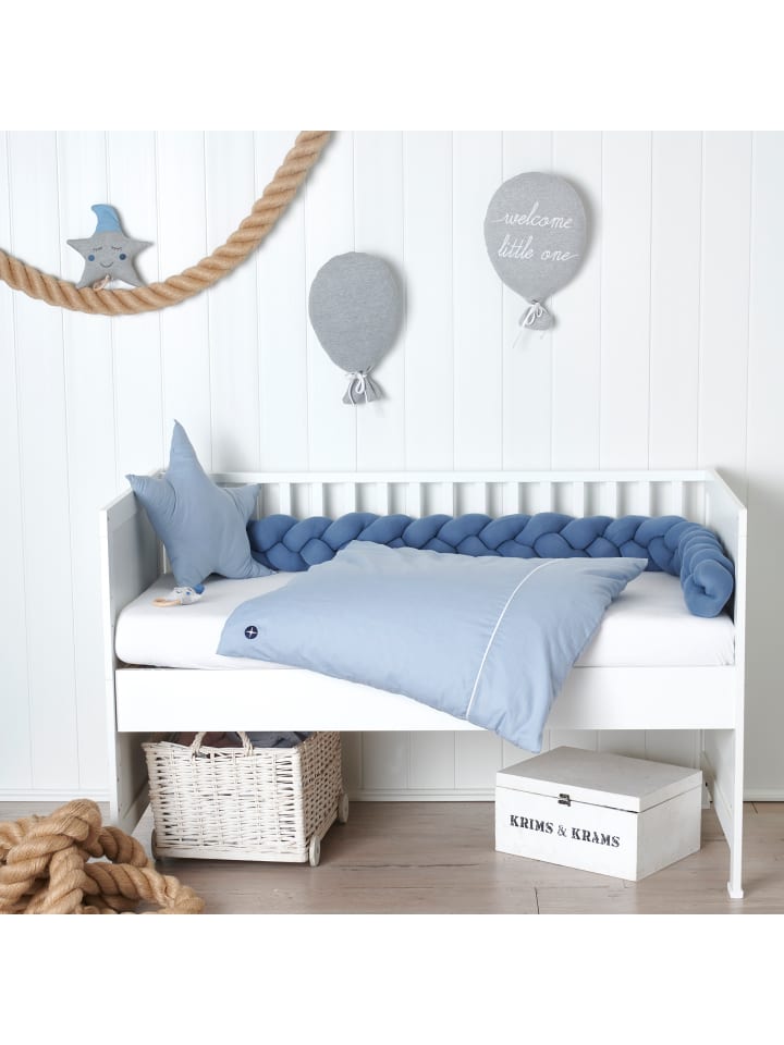 nordic coast company  Bettschlange geflochten Jersey Blau günstig kaufen onesize