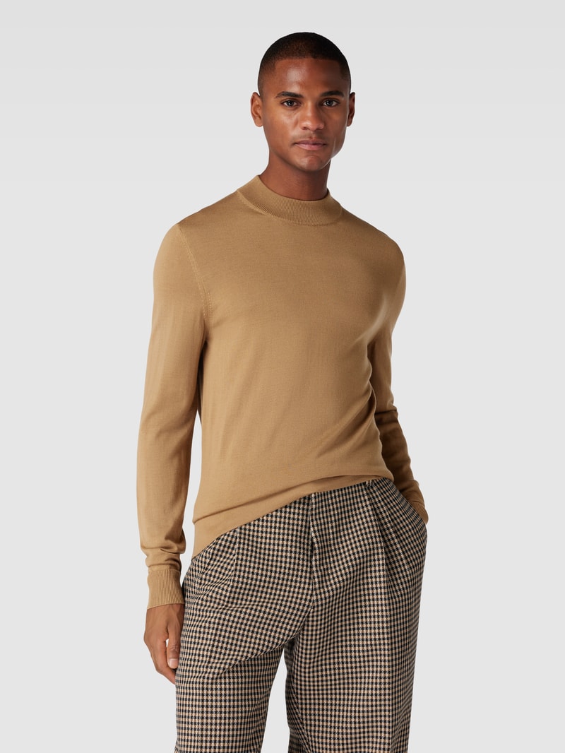 Strickpullover mit Stehkragen Modell 'Marek' in beige