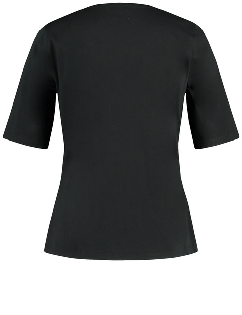 Baumwollshirt mit Zierperlen und Stickerei