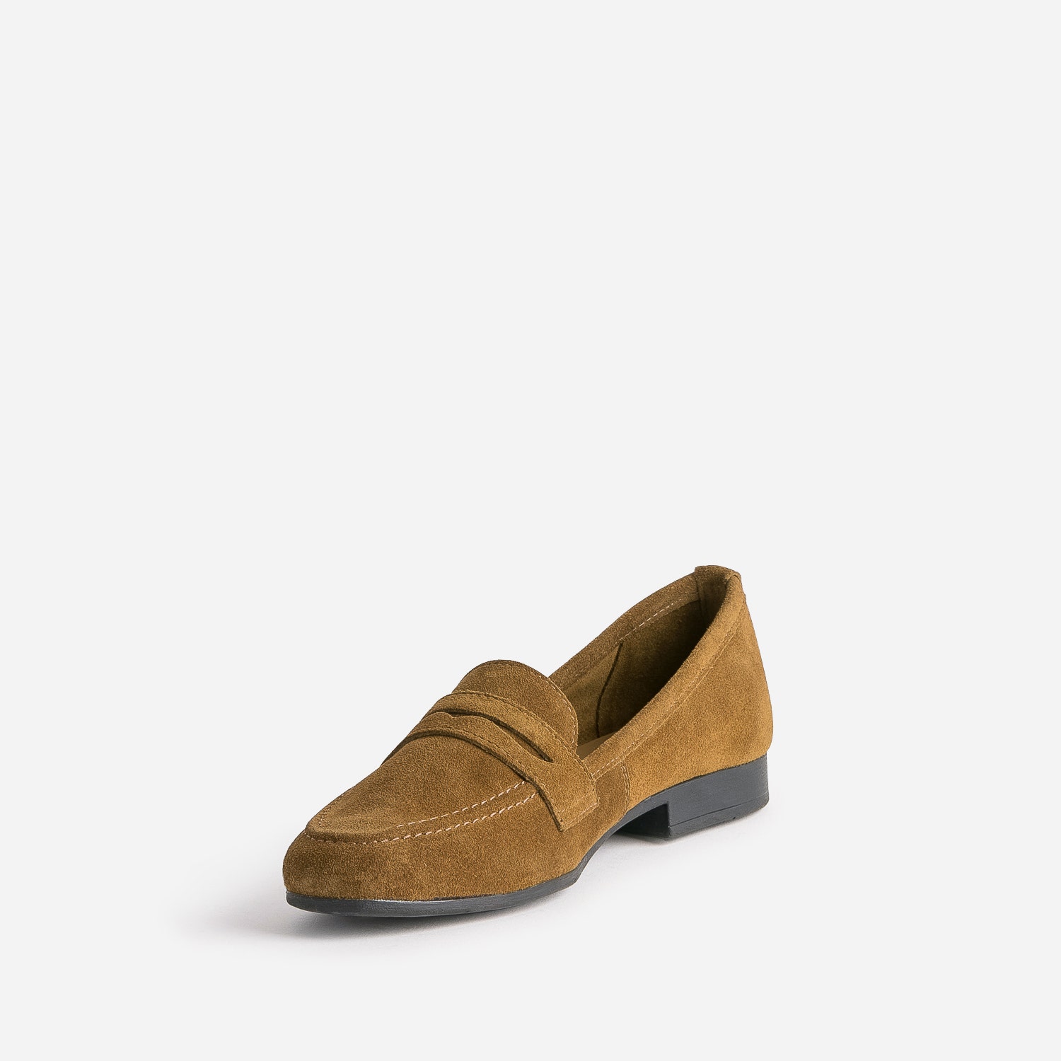 Mocassin marron en cuir velours