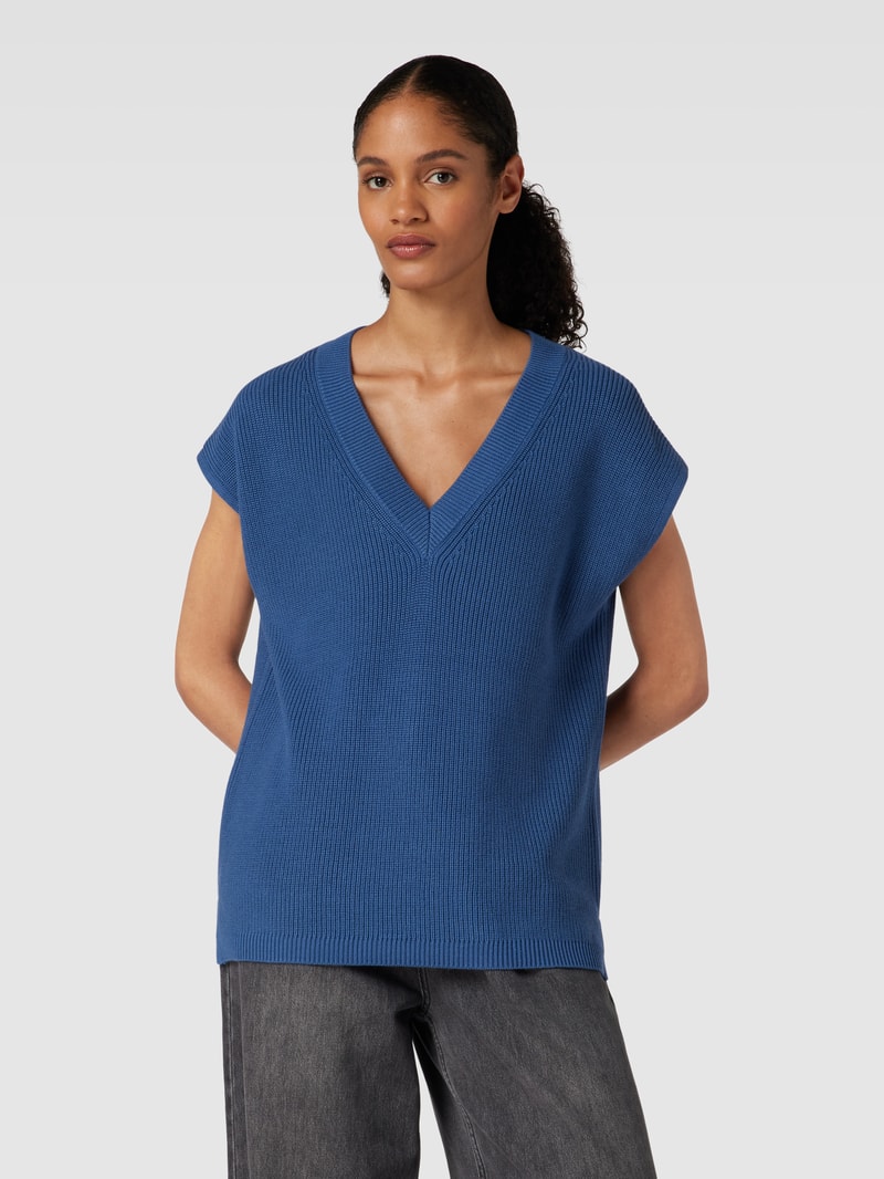 Strickpullover mit V-Ausschnitt in jeans