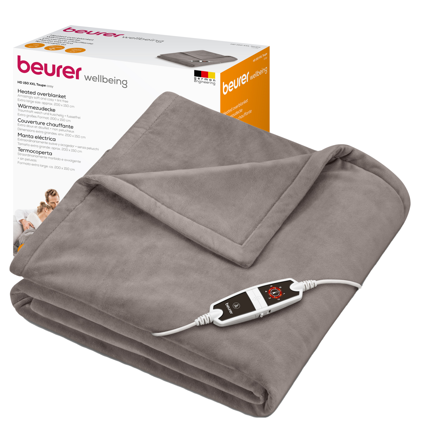 Wärmezudecke Beurer HD 150 XXL Cosy Taupe-Heizdecke mit weichem & fusselfreiem Obermaterial im XXL-Format