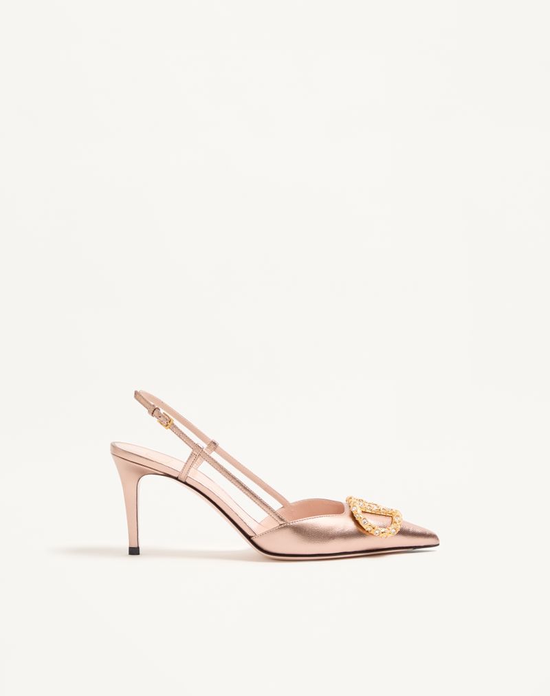 Bomba Slingback VLogo Signature em napa laminada de 80 mm
