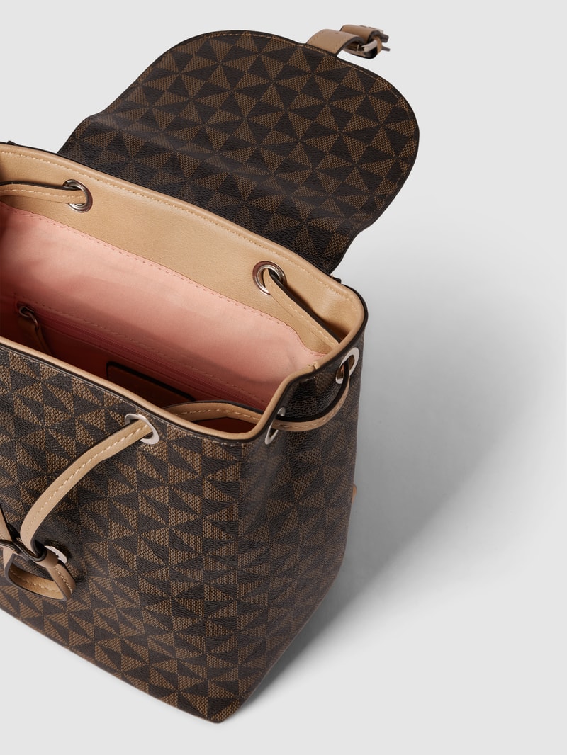 Rucksack mit Allover-Muster Modell 'Barina' in dunkelbraun