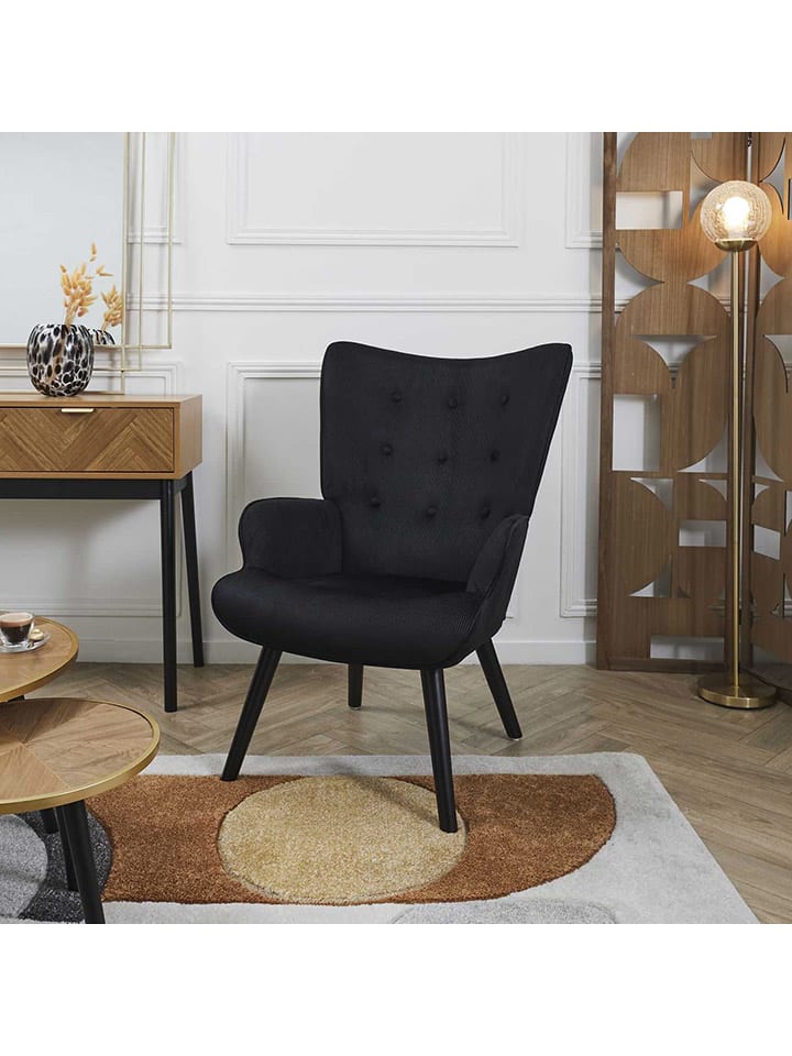 Rétro Chic Sessel ''Giulia''  in Schwarz - (B)68 x (H)96 x (T)75 cm günstig kaufen onesize
