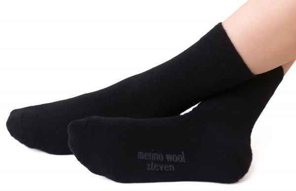 Steven ~ Strümpfe Merinowolle 3er Set ~ Black