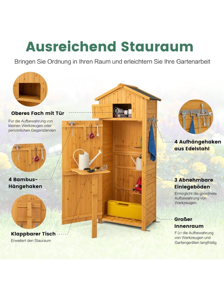 COSTWAY Gerätehaus Holz in Beige günstig kaufen onesize