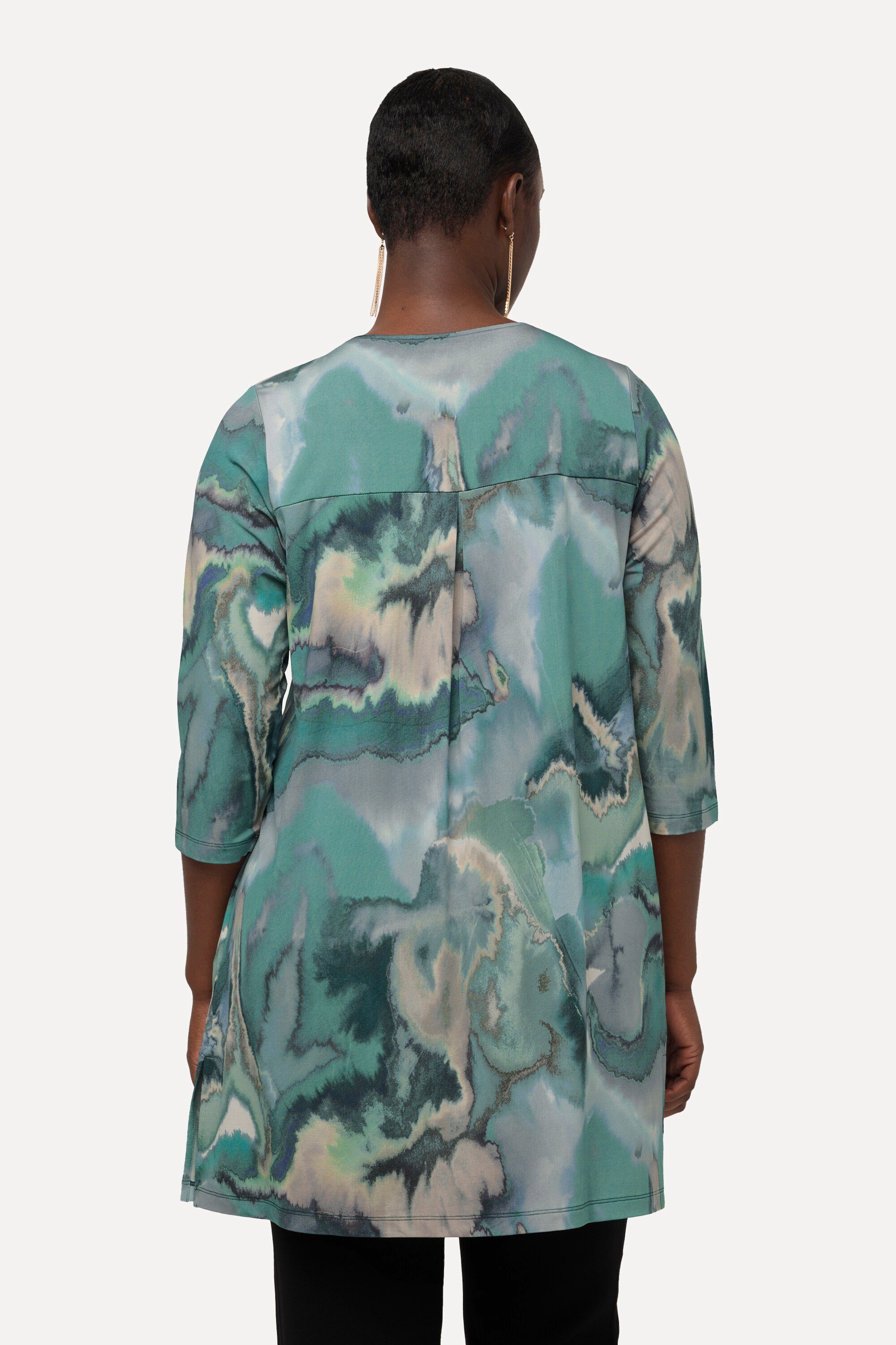 Ulla Popken Tunika Slinkytunika Marmor-Design Tunika-Ausschnitt