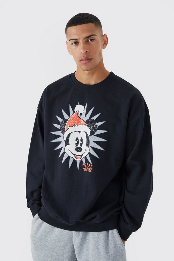 Oversize Sweatshirt mit lizenziertem Weihnachts Disney Mickey Print