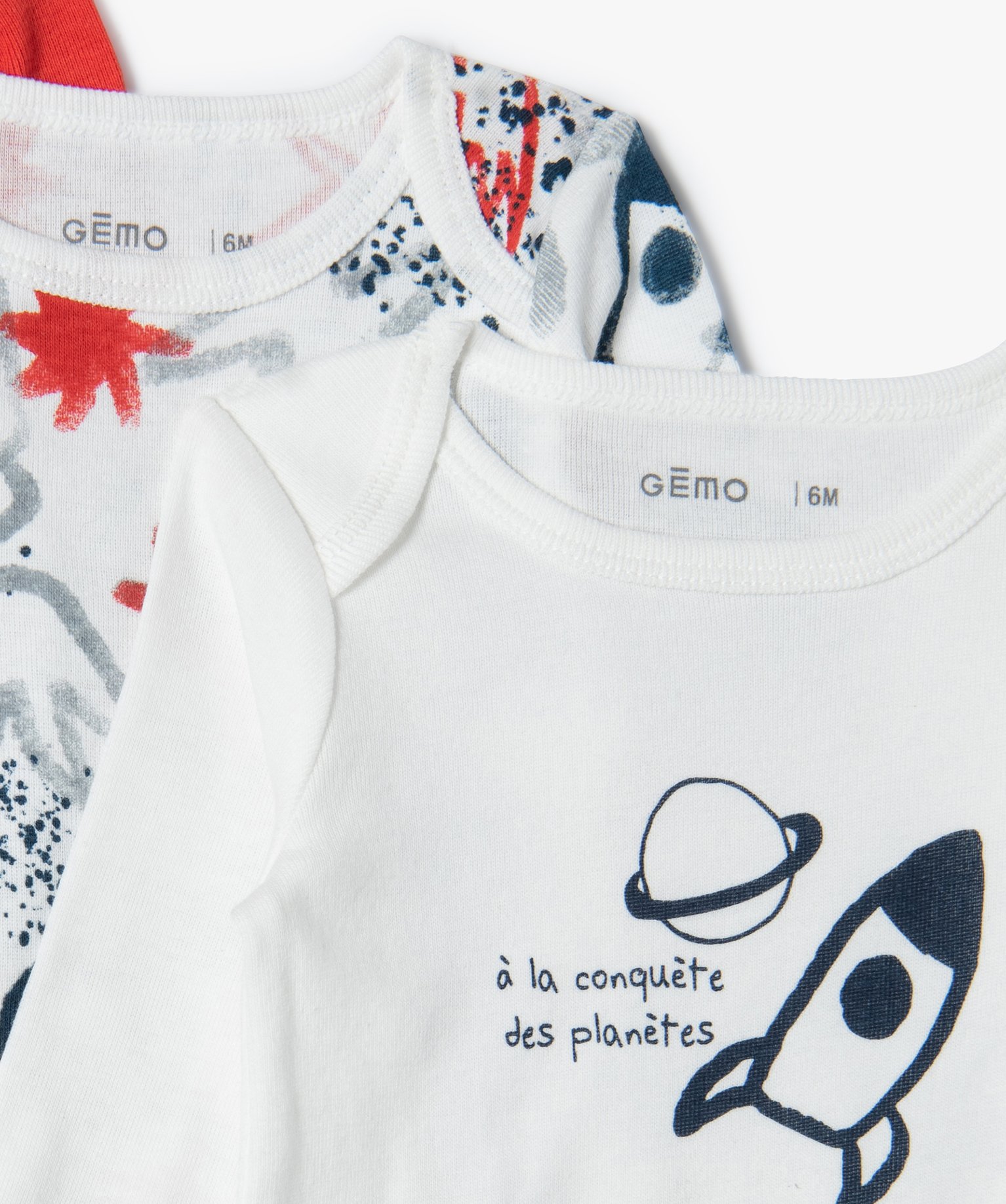 Body bébé à manches longues à motifs de l’espace (lot ... blanc | GEMO