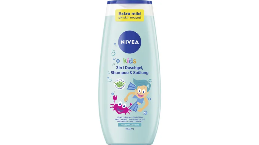 NIVEA kids 3in1 Duschgel Shampoo & Spülung Magischer Apfelduft 250 ml