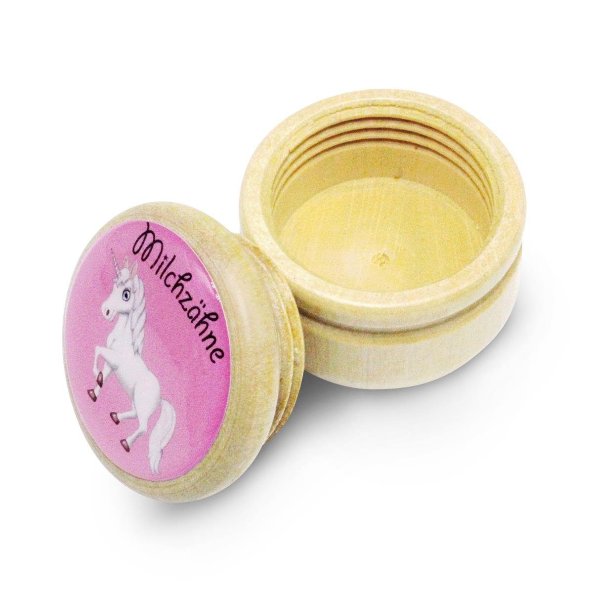 GICO Zahndose Milchzahndose Einhorn Zahndose Milchzähne Bilderdose aus Holz mit, Bilderdose für Jungen und Mädchen