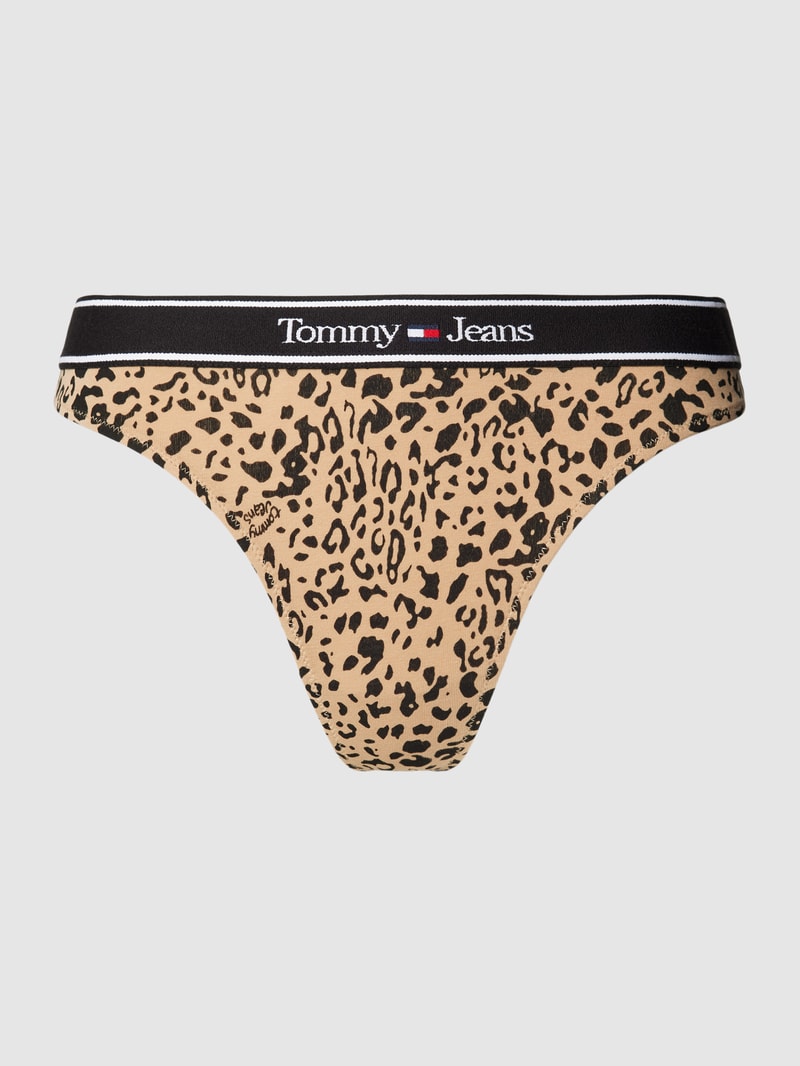 String mit Animal-Print in camel