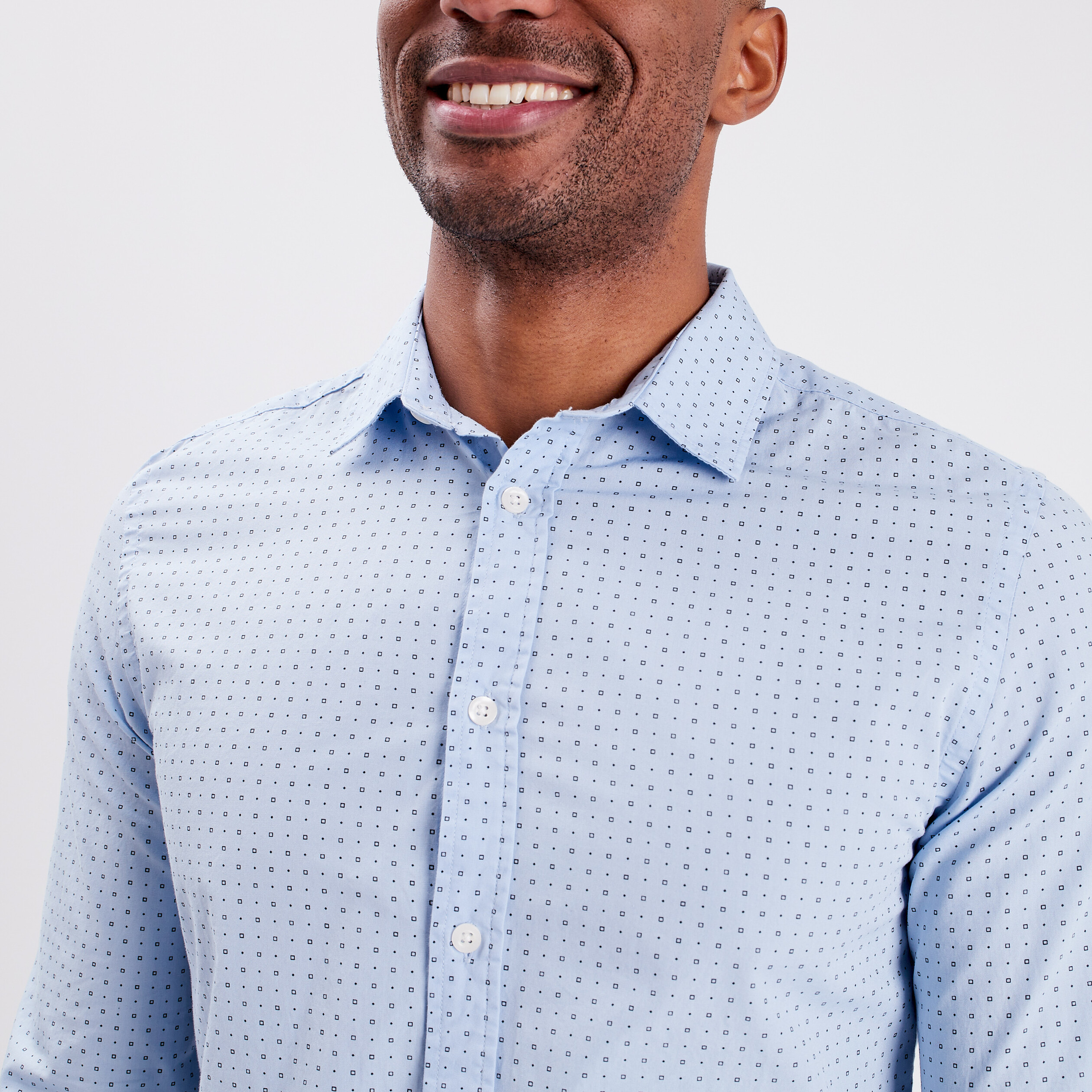 Chemise manches longues col italien bleu ciel homme | La Halle