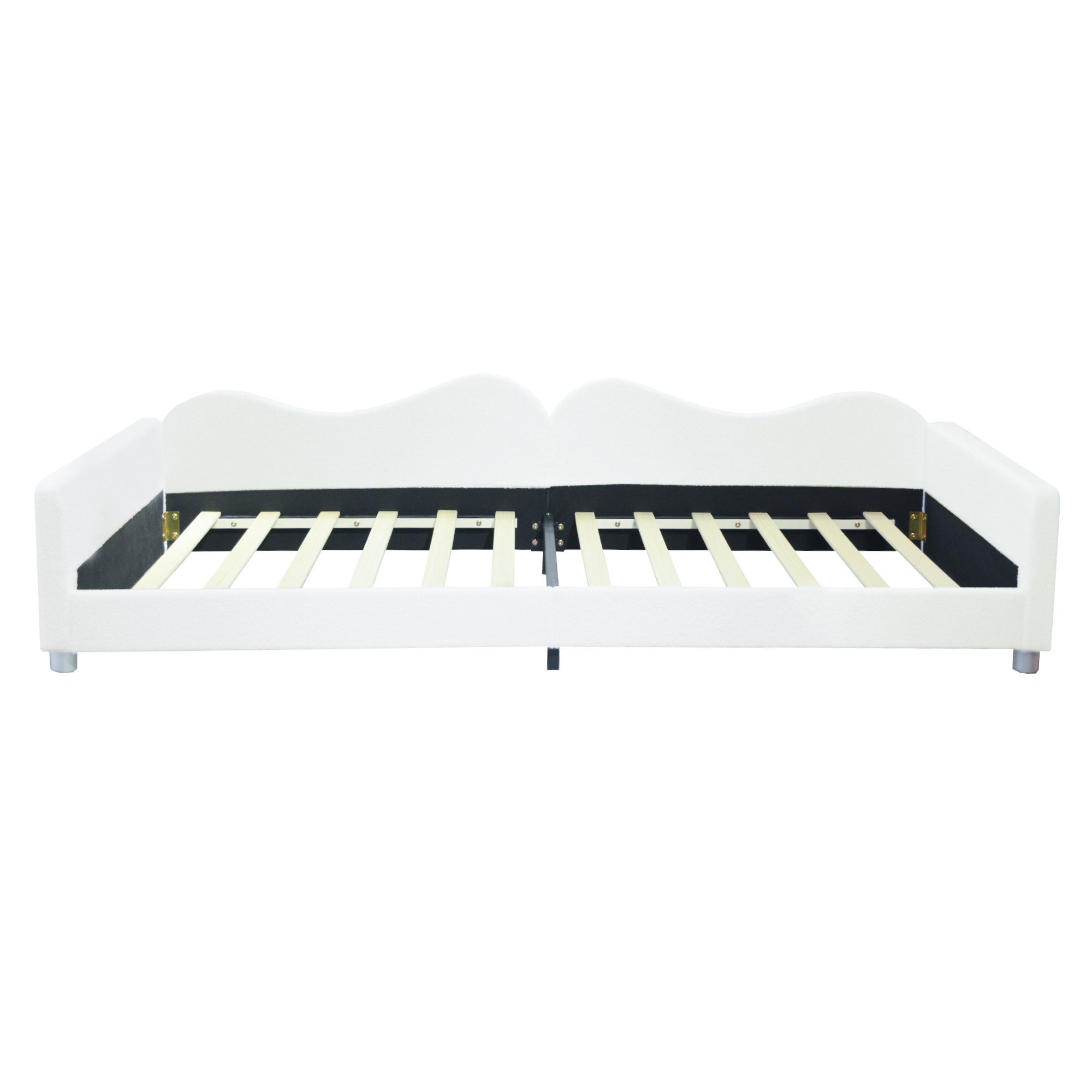 HAUSS SPLOE Polsterbett Tagesbett Polsterbett Kinderbett Schlafsofa (mit Rückenlehne und Armlehnen, 90x200 cm Bettgestell Teddystoff Multifunktionales weiches Bett), ohne Matratze