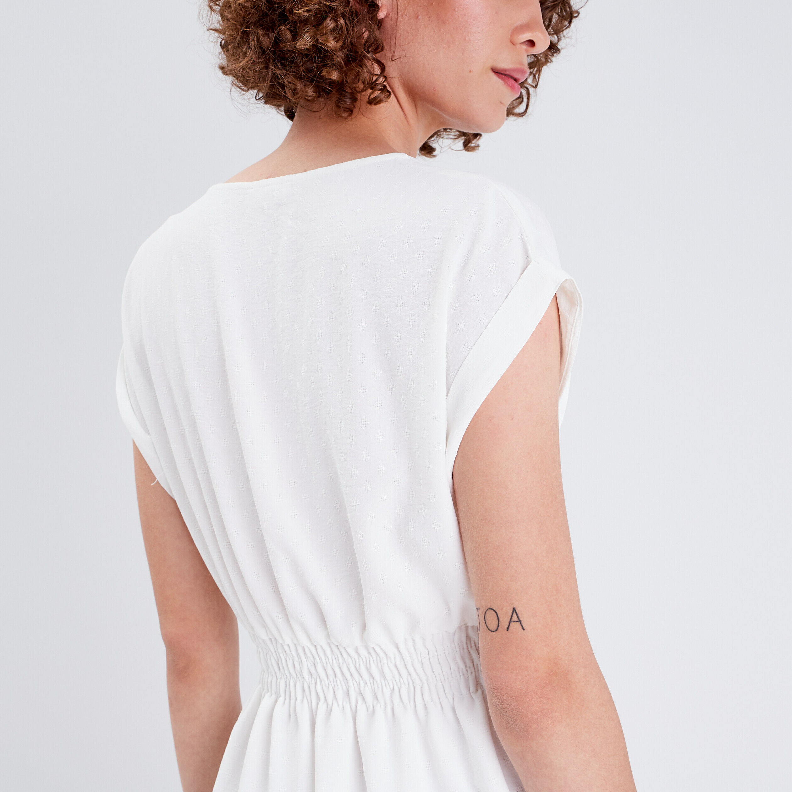 Robe évasée manches courtes ecru femme | Cache Cache