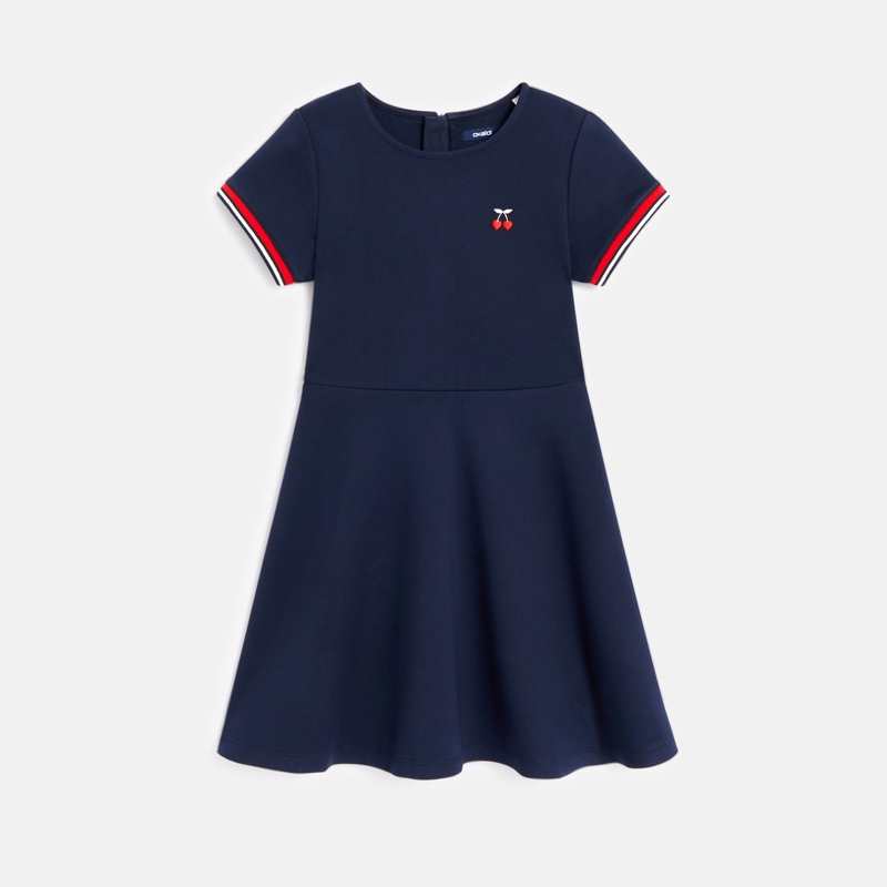 Robe patineuse en jersey milano bleue fille