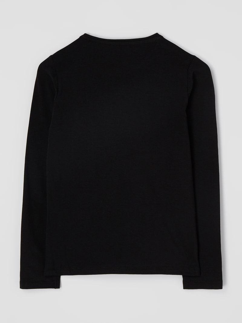 Longsleeve mit Strassstein-Logo in schwarz