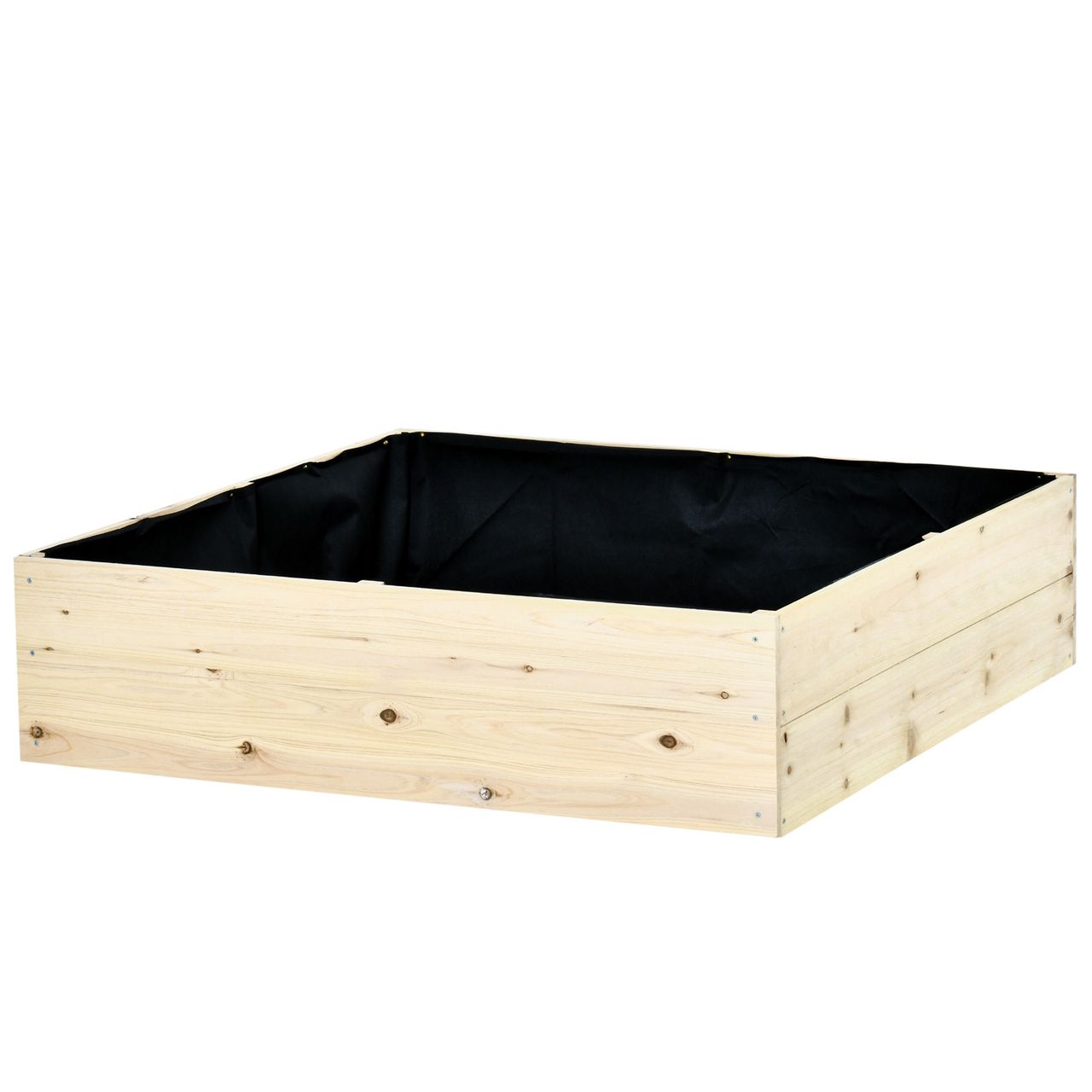 Outsunny Hochbeet aus Holz Gartenbeet mit Vliesstoff Pflanzkübel Pflanzkasten Kräuterbeet für Balkon Garten Natur 117 x 117 x 30 cm
