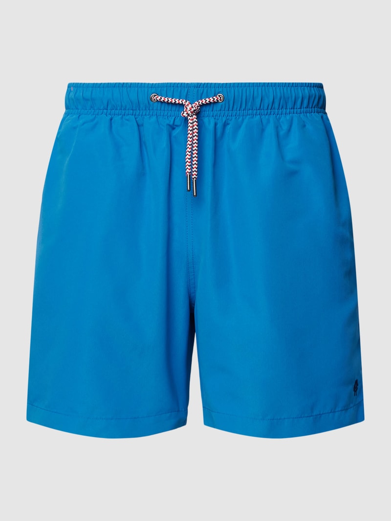 Badeshorts mit Label-Stitching in blau