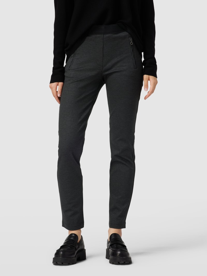 Skinny Fit Stoffhose mit Hahnentrittmuster in anthrazit
