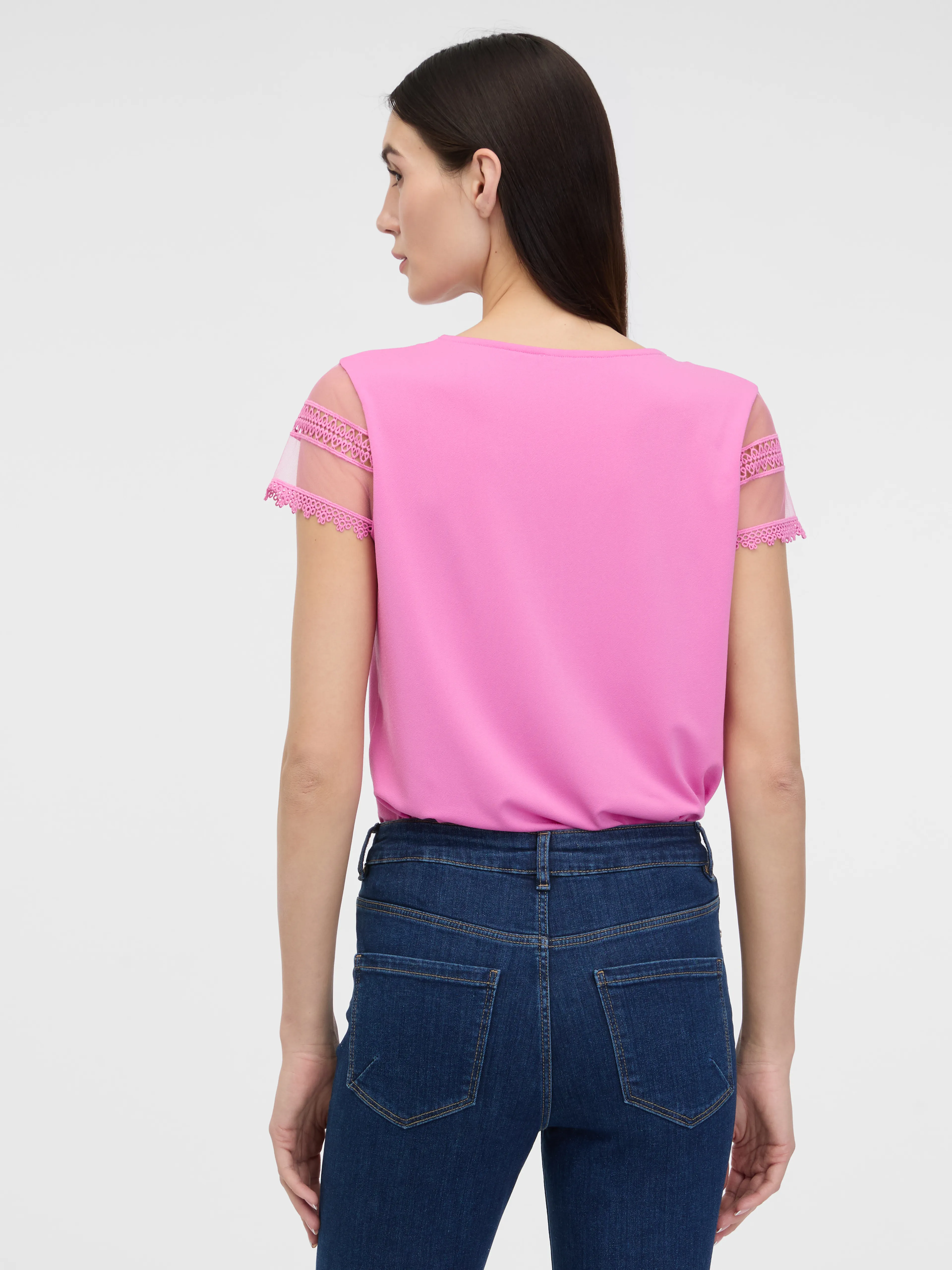 Rosa Damen-T-Shirt mit kurzen Ärmeln ORSAY