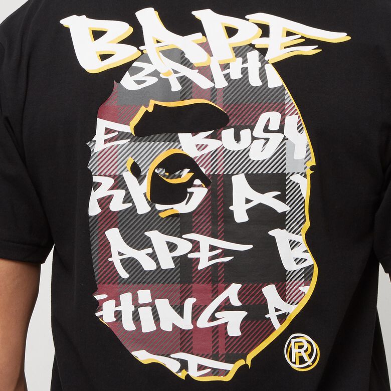 A Bathing Ape Bape Graffiti Check Ape Head Tee M black x white