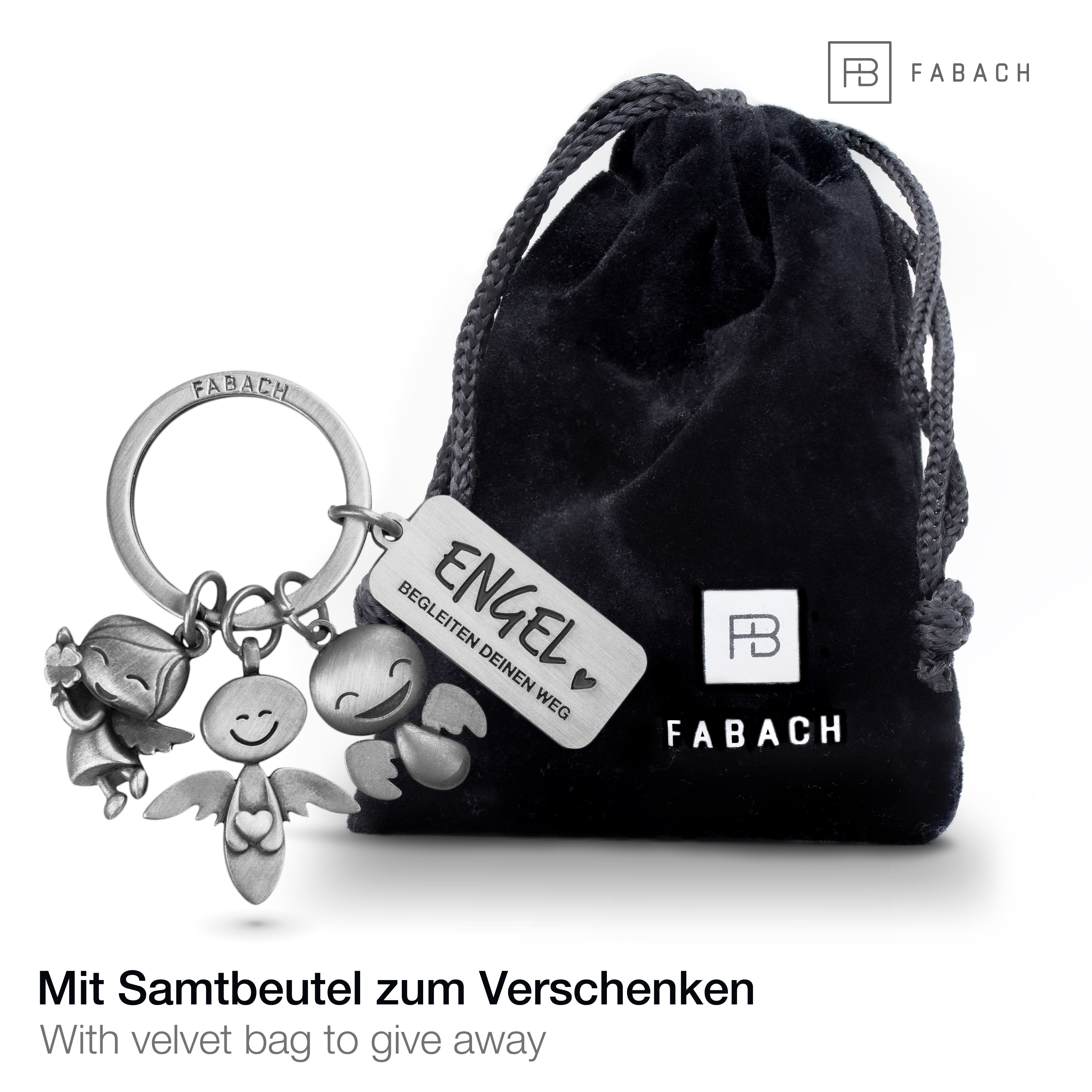 FABACH Schlüsselanhänger 3 Schutzengel mit Gravur - Engel begleiten deinen Weg - Glücksbringer