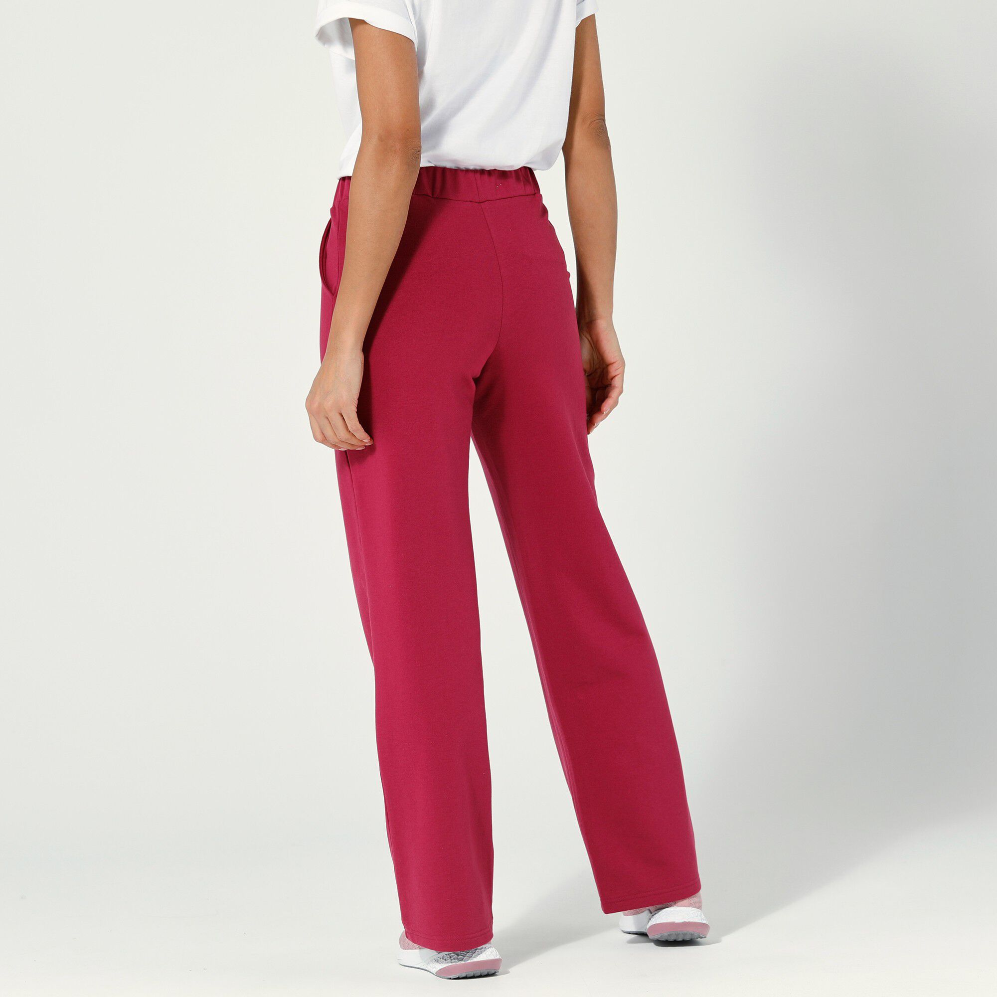 Pantalon coupe large molleton taille élastiquée