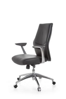 Amstyle Chefsessel SPM1.142 (Echtleder Schwarz, Bürostuhl XXL 120 kg Modern), Schreibtischstuhl Drehbar, Drehstuhl mit Armlehne