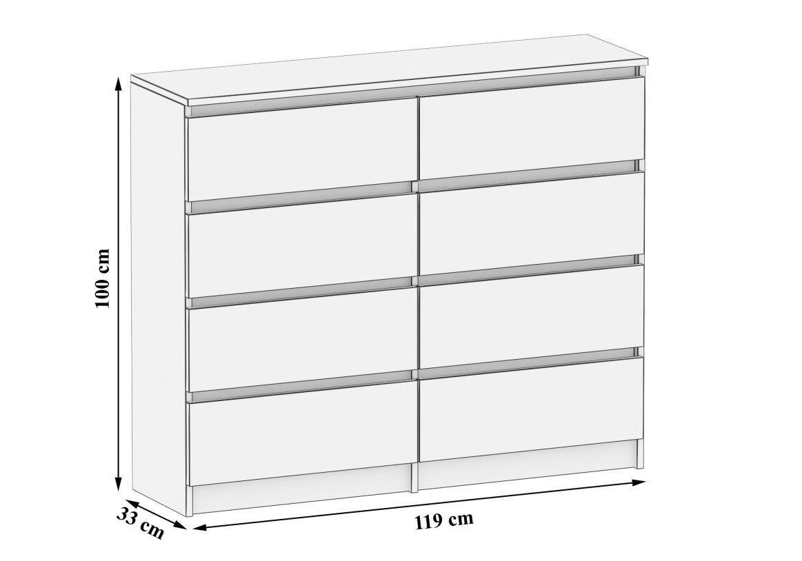 pressiode Hochkommode Kommode mit 8 Schubladen Sideboard Anrichte holz