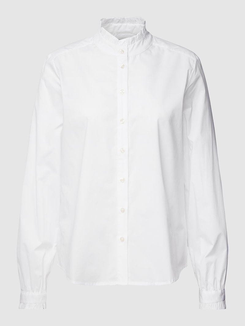 Bluse mit Rüschen Modell 'Basic' in weiß