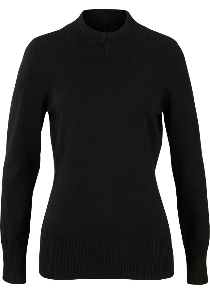 Basic Pullover mit Stehkragen mit recycelter Baumwolle