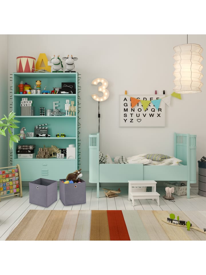 relaxdays 4 x Aufbewahrungsbox in Grau - (B)30 x (H)30 x (T)30 cm günstig kaufen onesize