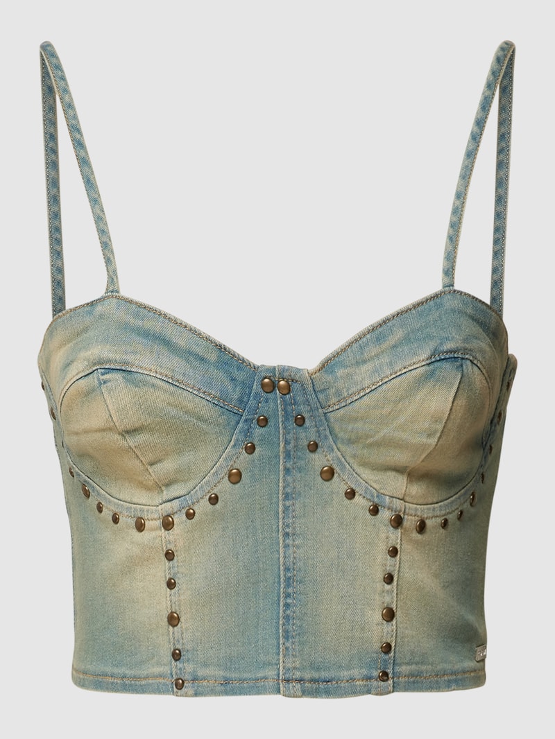 Cropped Trägertop in Denim-Optik in petrol