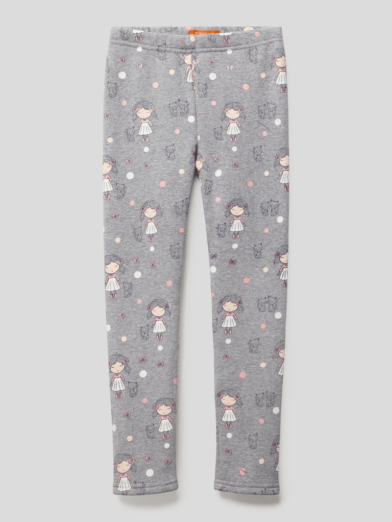 Leggings mit Allover-Print in hellgrau meliert