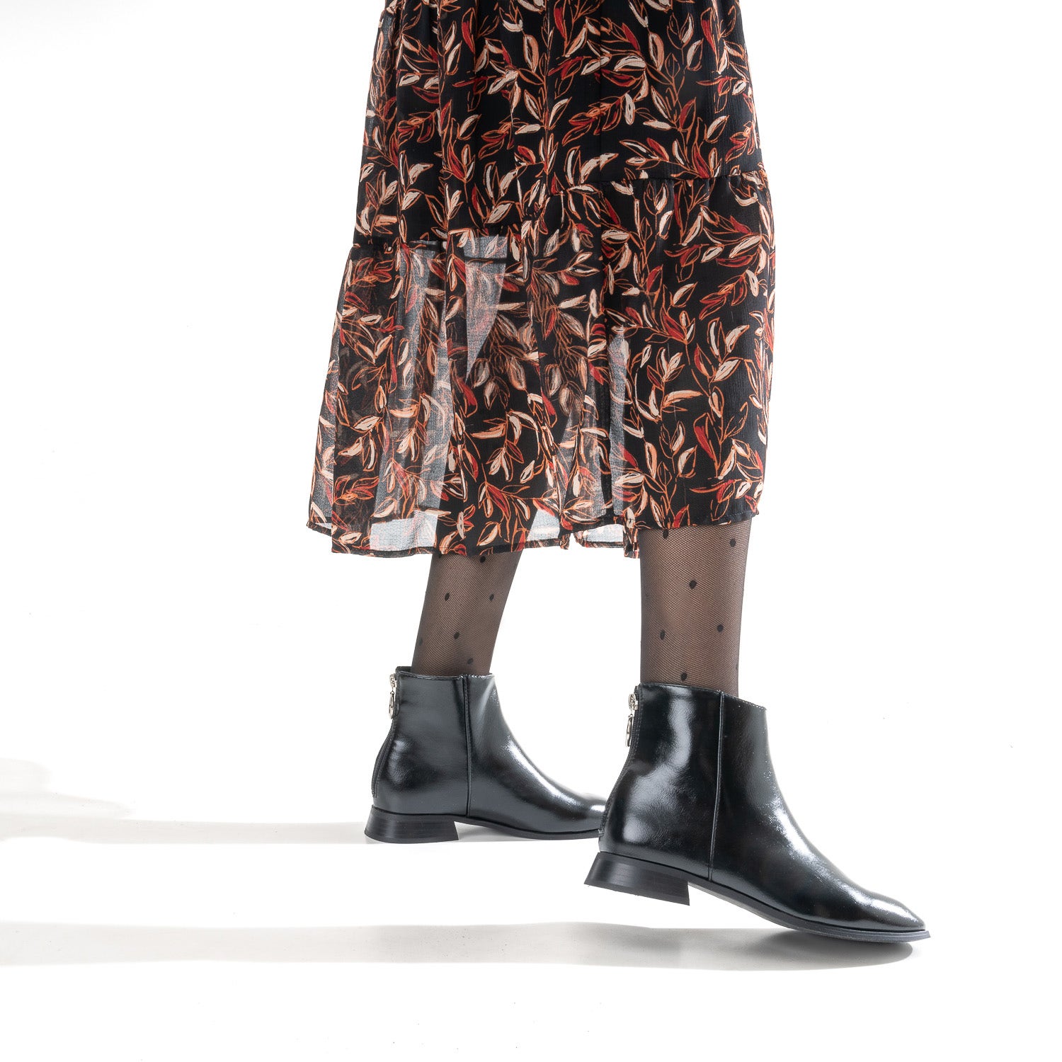 Boots noir glacé avec zip arrière