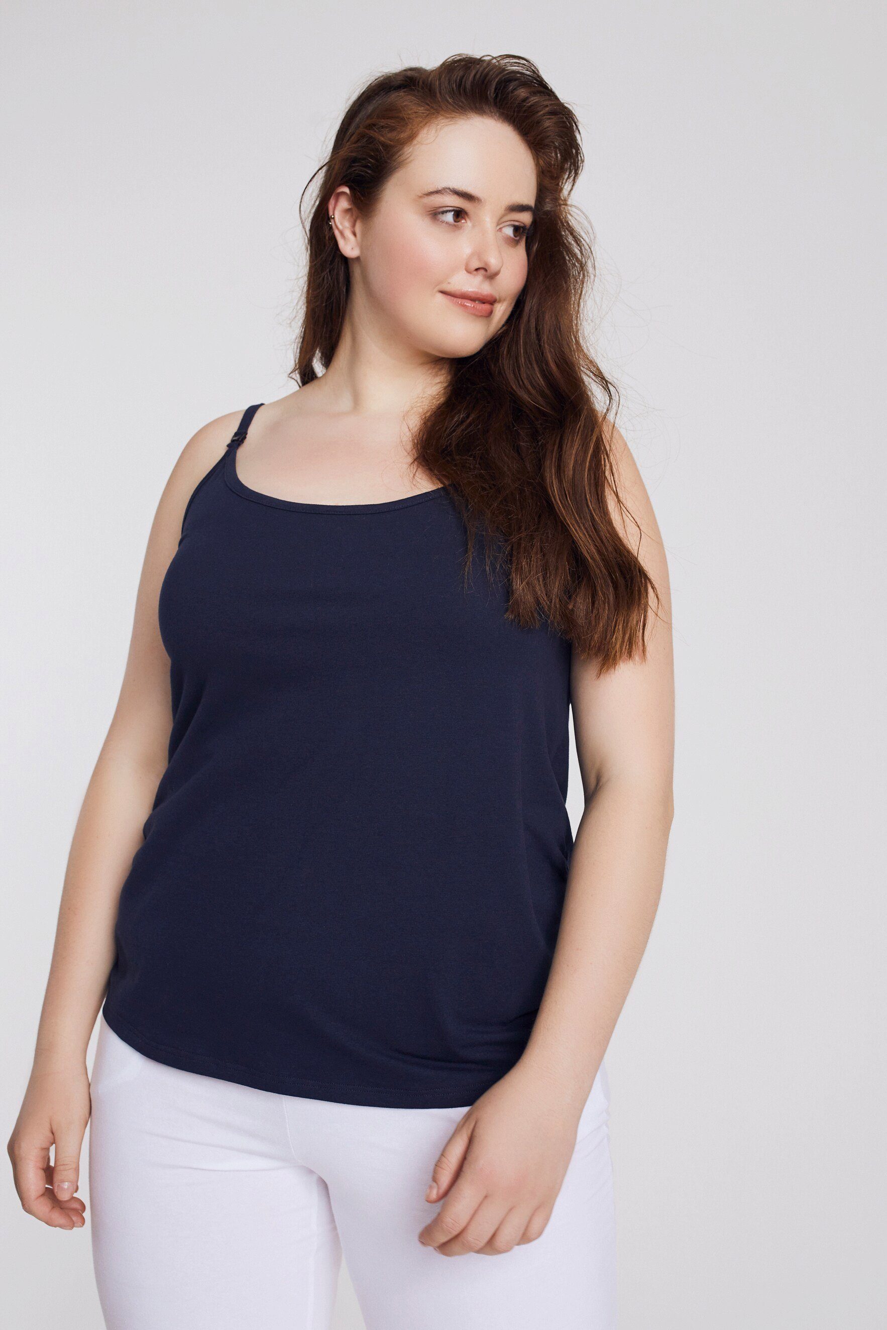 Ulla Popken Umstandsshirt Bellieva-Top Still-Funktion Rundhals Biobaumwolle