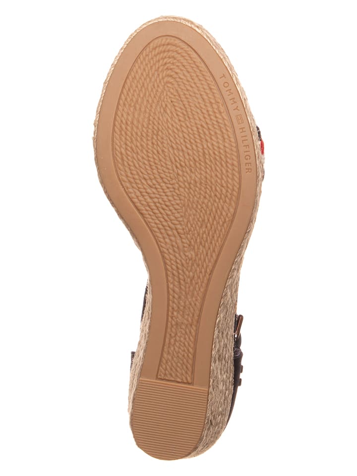 Tommy Hilfiger Shoes Leder-Keilsandaletten in Dunkelblau günstig kaufen