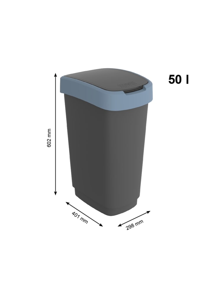 Rotho TWIST Abfalleimer 50l - 2-in-1 Deckel - ideal zur Mülltrennung zuhause in Horizon blau günstig kaufen onesize