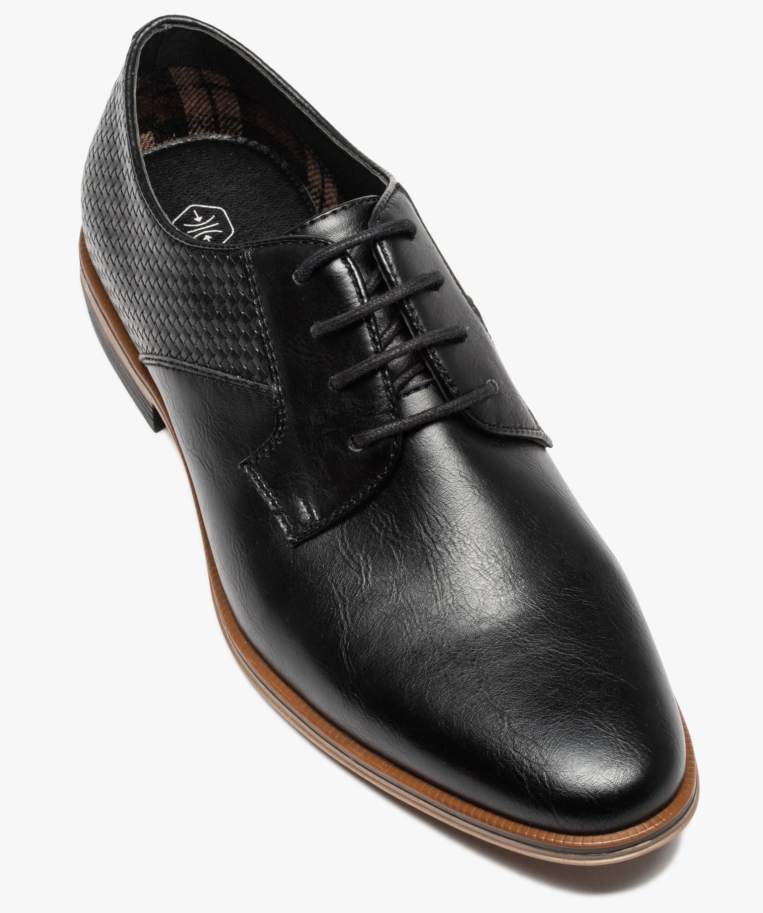 Derbies homme unis en matière lisse avec effet tressé noir | GEMO