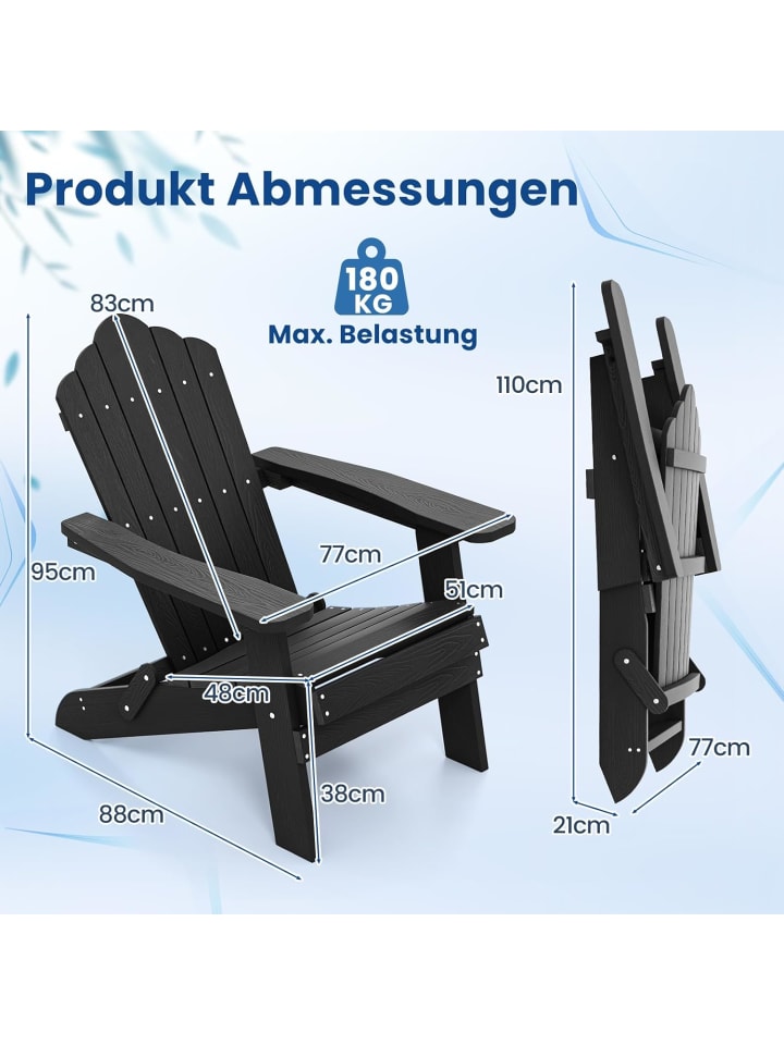 COSTWAY Adirondack Stuhl klappbar in Schwarz günstig kaufen onesize