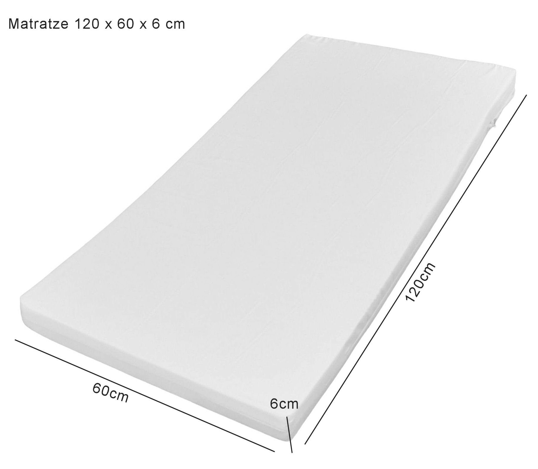 Dedstore-Baby Kinderbett Babybett mit Schaumstoff Matratze 120x60 cm Höhenverstellbar Bett (Bett und Matratze), Komplett Set