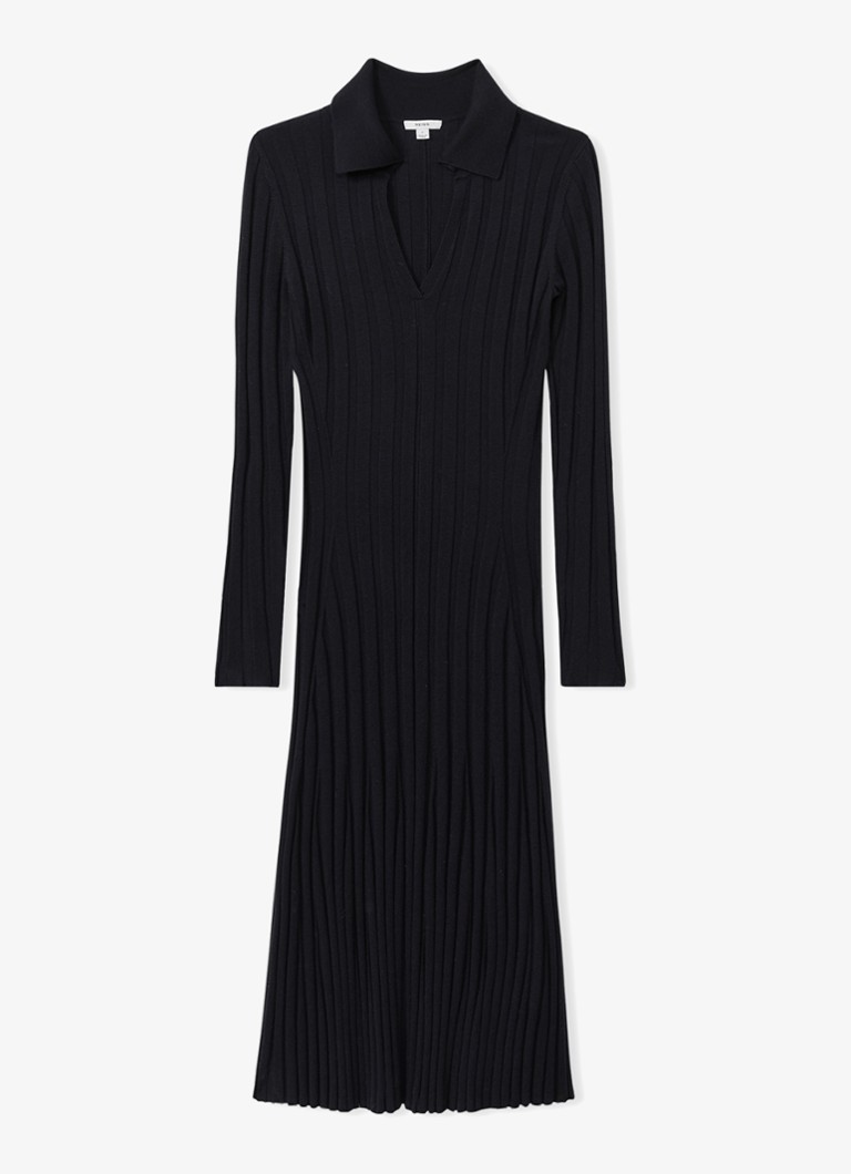 Abito midi Reiss Winnie in maglia fine, misto lana, con pieghe