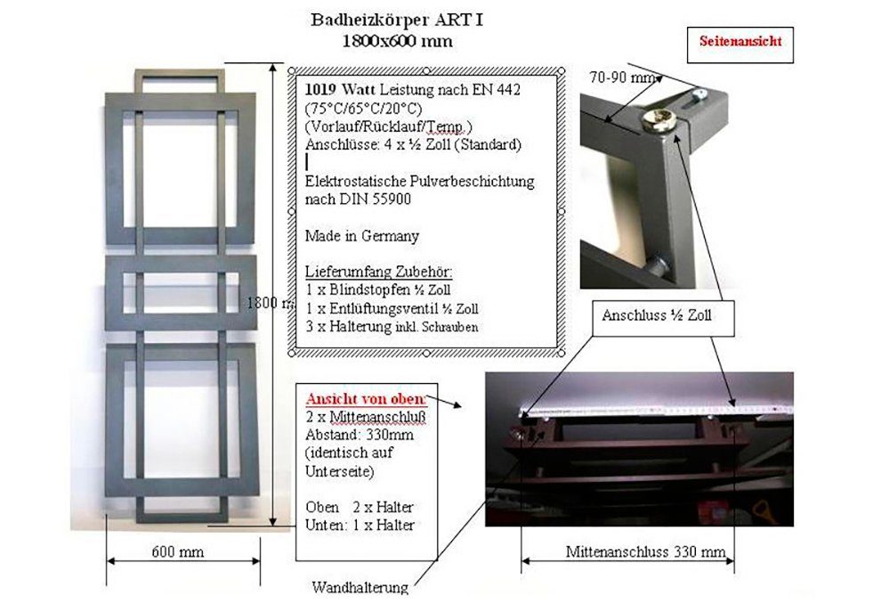 SZ METALL Designheizkörper Art 1, Badheizkörper